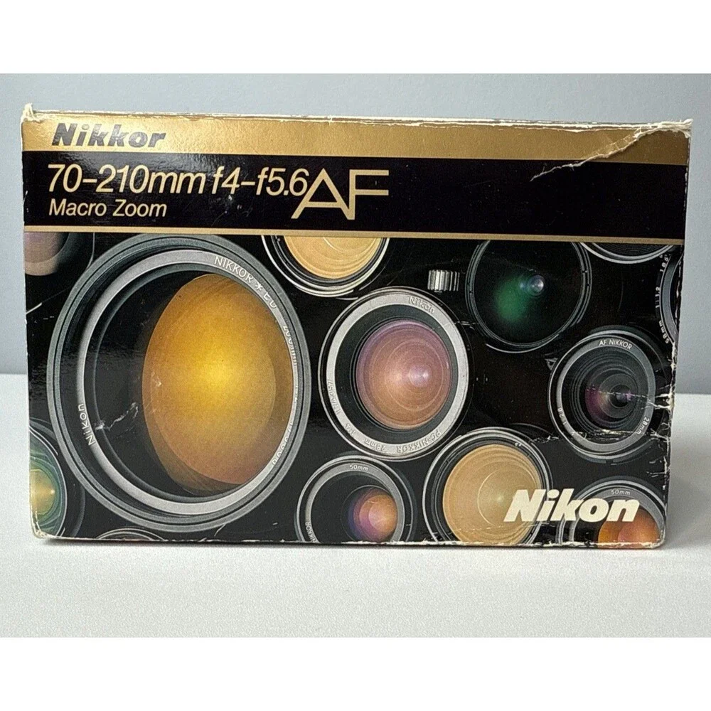 Nikon Zoom AF Nikkor 70-210mm f/4 – f/5.6 Macro Zoom W/box And Papers